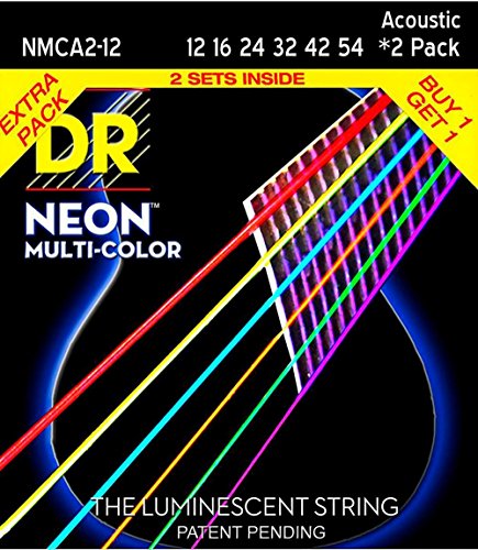 DR NMCA-2-12 – Hi-Def Neon – Multi-color, 2 jeux guitare acoustique, Light 12-54 - Les Beatles, Paul McCartney, John Lennon, RIngo Starr, George Harrison DR NMCA-2-12 - Hi-Def Neon - Multi-color, 2 jeux guitare acoustique, Light 12-54