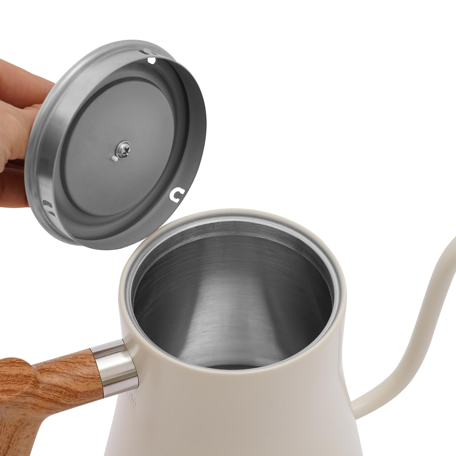 Bollitore elettrico a collo d'oca 900ml con controllo della temperatura display a LED,bollitore acciaio inossidabile ebollizione rapida for caffè versato sulla pressa francese(White)