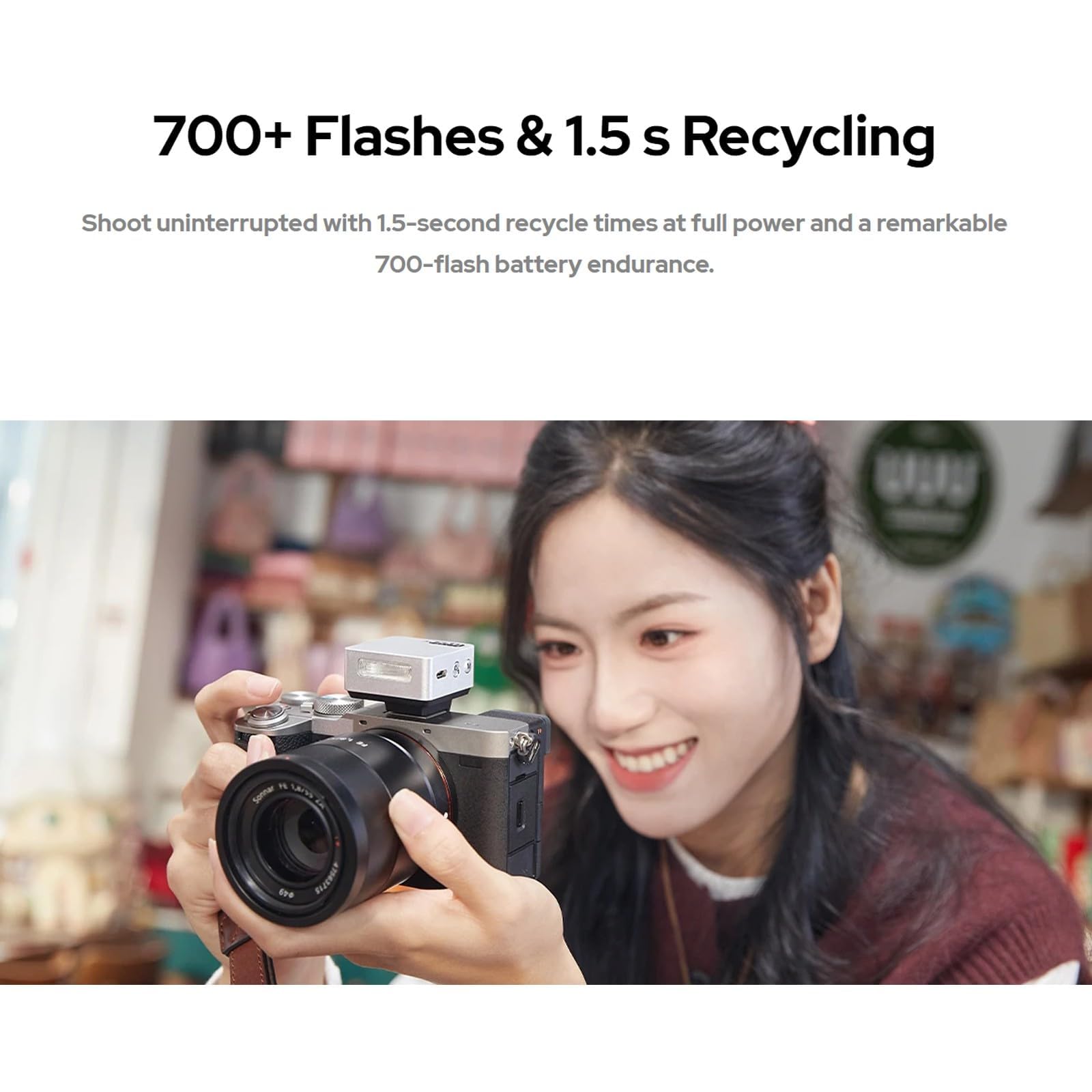 Godox IT20 S IT20S Mini Flash de cámara Compatible con cámaras Sony, TTL Godox Flash, 700 + Full Power, 1.5s Tiempo de Reciclaje, Carga USB-C, con difusor magnético y Filtro -Silver