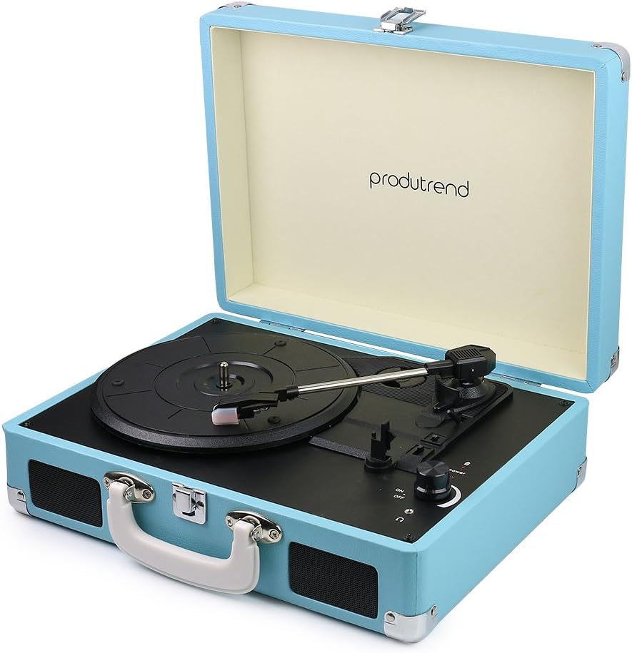 ProduTrend VinylPal Portable Record Turntable Suitcase w/ Built-In Battery