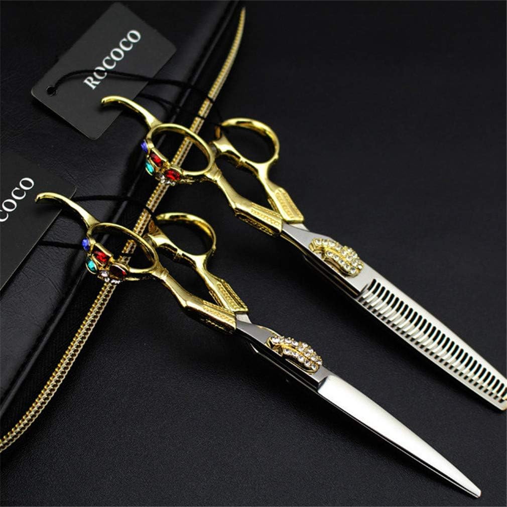 6.0インチのプロフェッショナル理髪はさみセット、フラットはさみ+歯はさみステンレス鋼（光とシャープ）、理髪、間伐、家庭用サロンヘア