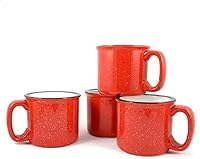 Vista 3 de Taza de cerámica para fogata, 15 onzas, juego de 4 (naranja quemado)