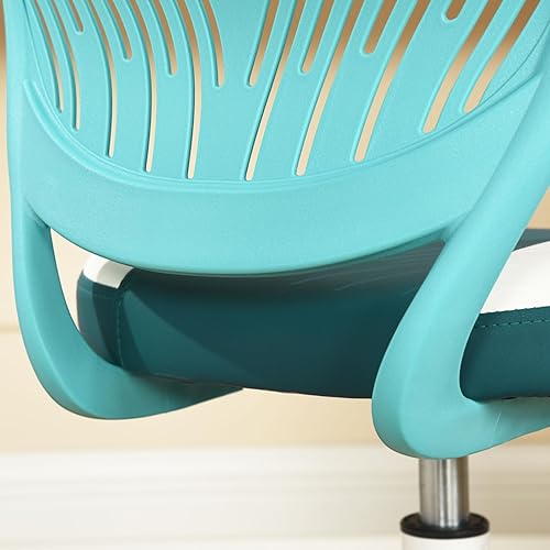 Miniatura 14 de FurnitureR Silla de trabajo de escritura para adolescentes, niños y niñas, ruedas giratorias de 360 grados, asiento de tela suave, respaldo F-aqua,C