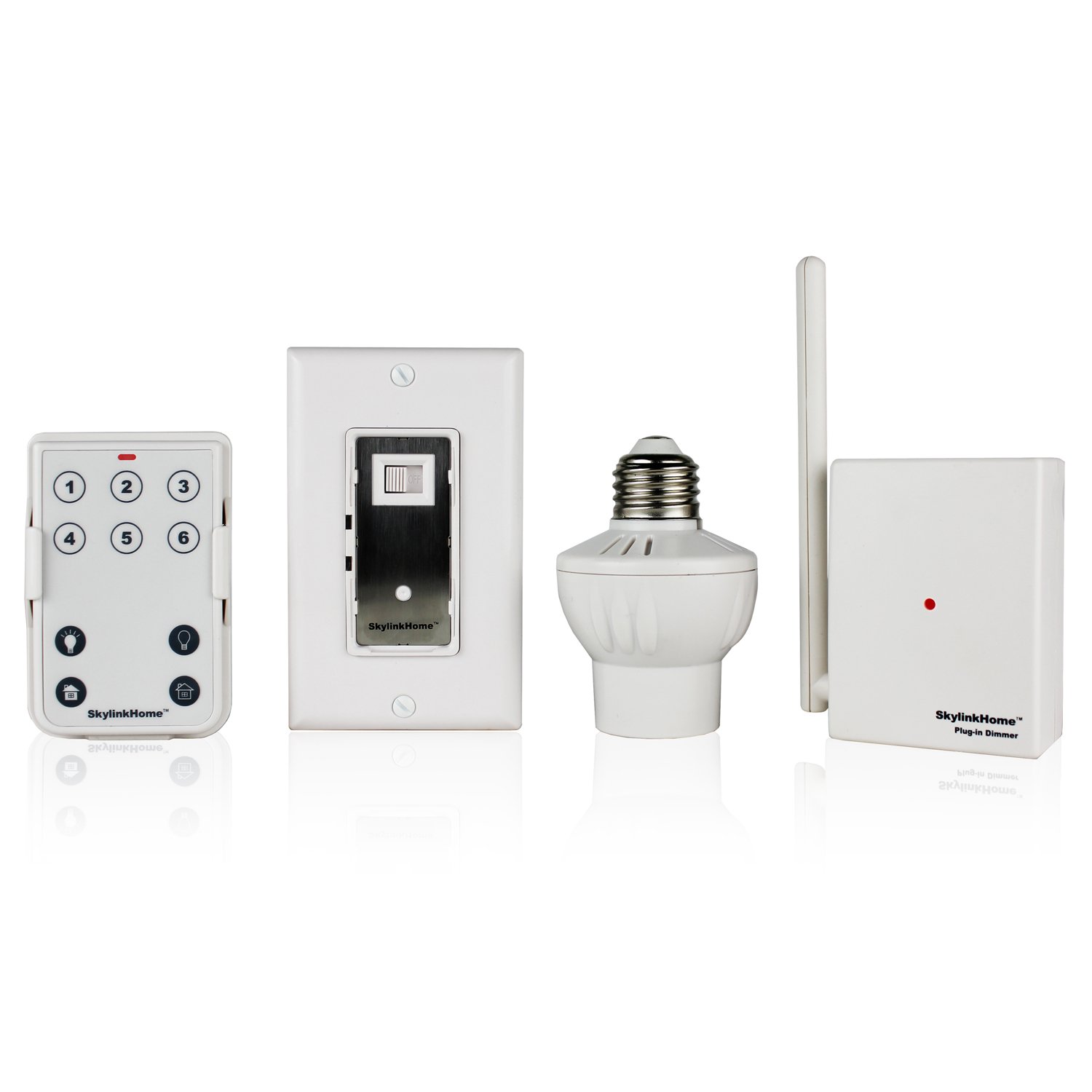 Skylinkhome SK-3 Lighting Kit, Includes 10 Button Remote, Wall Dimmer, Plug-in Dimmer and Screw-in Dimmer, Off White