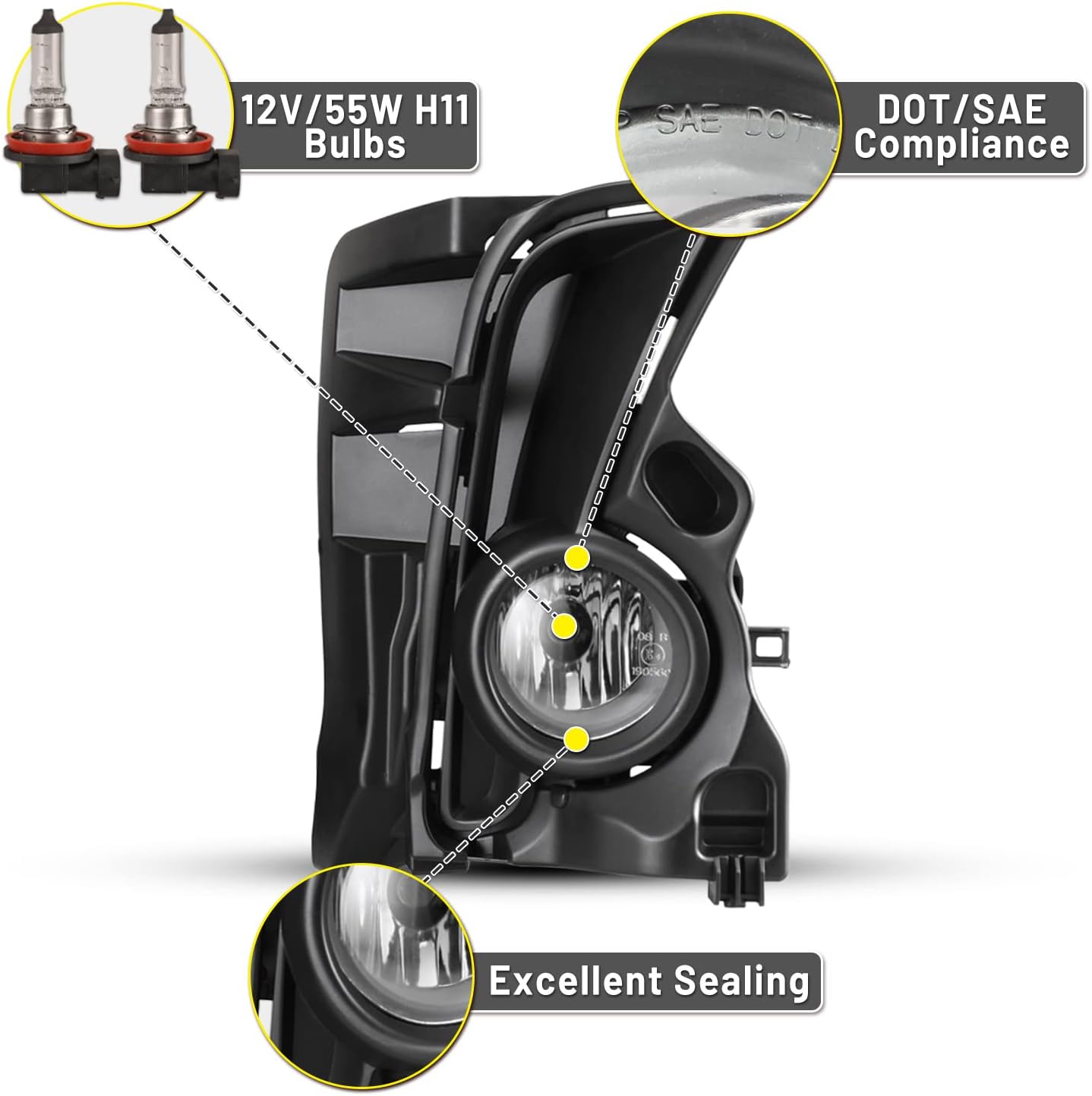 Fog Lights Lamps Assembly compatible for Toyota Highlander 2017 2018 2019 Driver Passenger Replacement
