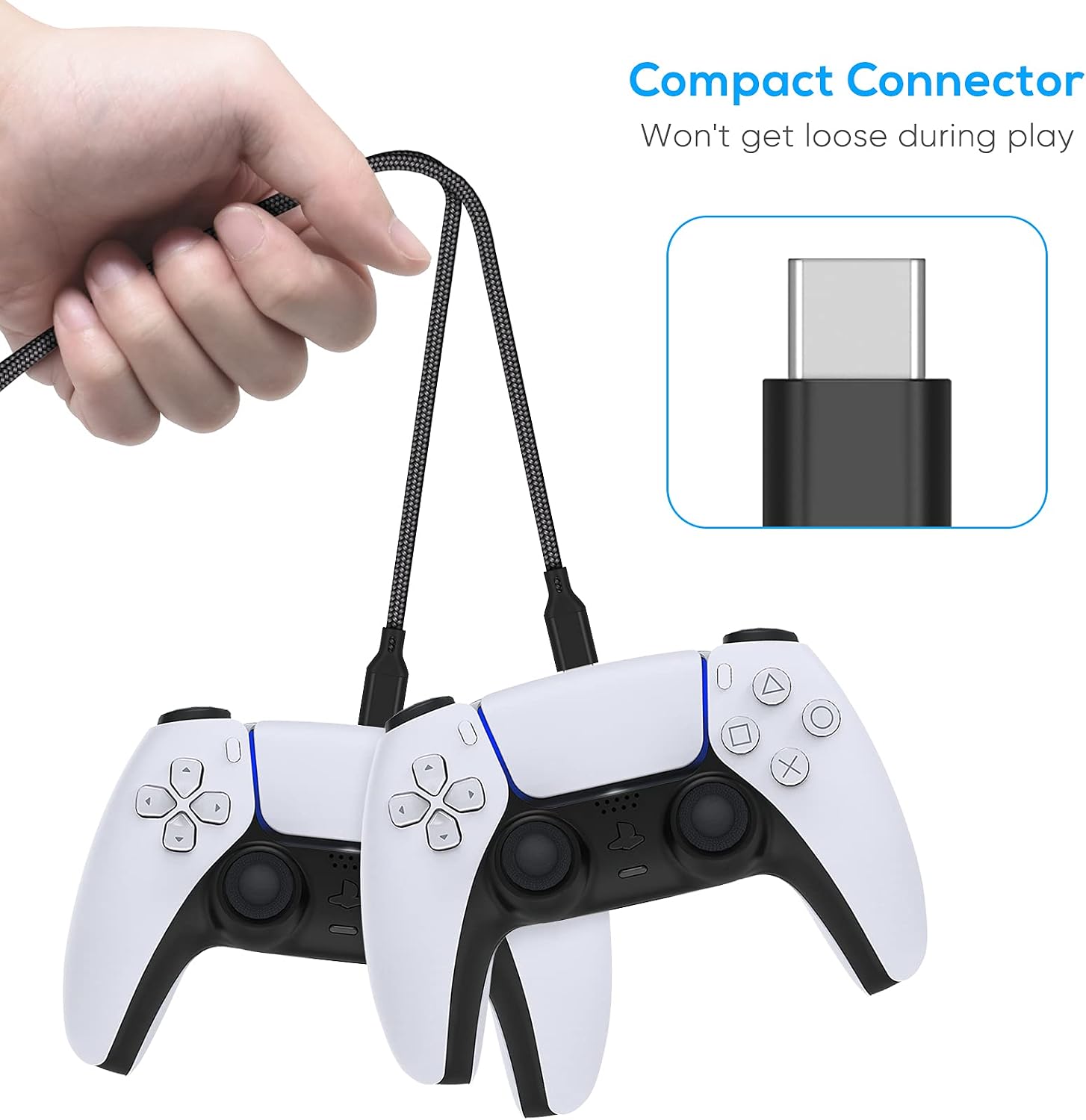 Charging Cable for Xbox Series/ PS5 Controller, Replacement USB C Cord Nylon Braided Long Fast Charging USB Type C Charger Cord Campatible with Xbox Series X/Xbox Series S/ for PS5 Controller - 16.4ft