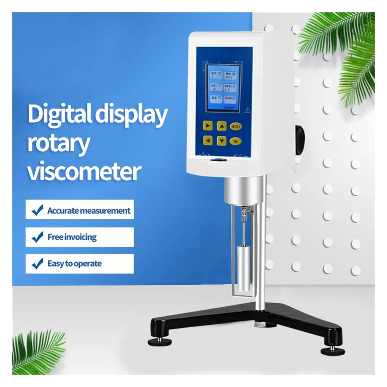 Viskositätsmessgerät, Viskosimeter-Tester NDJ-1/4/5S/8S/9S-T Touchscreen, stufenlos verstellbare Geschwindigkeit, digitale Anzeige rotierend,Rotationsviskosimeter(NDJ-5T)