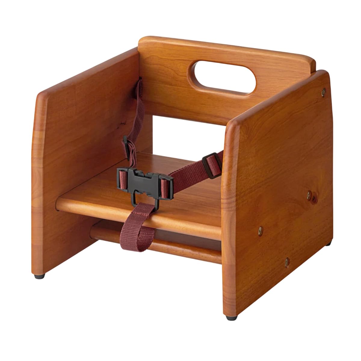 Walnut Wooden Dining Seat Riser for Restaurant Chairs – Stackable Rubberwood Seat Platform with Chair Strap &amp; Non-Slip Pads, Commercial Restaurant Seating Accessory