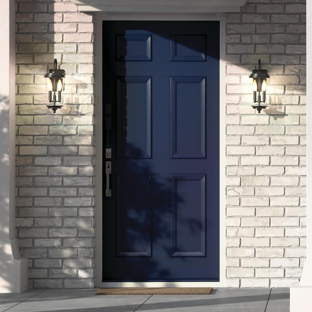 KICHLER Holmden 2-Light 17.32-in H Outdoor Wall Light in a Textured Black Finish with Clear Glass Shade for Entryways, 39542
