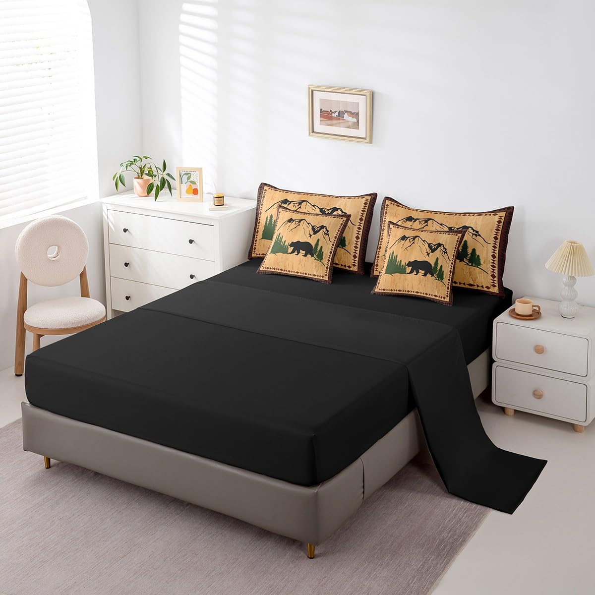 Vantique Quilt Feelyou Deer Hunting Comforter Set Hunter Themed Bedding Set For Kids Boys Girls Jungle Wild Animal Deer Comforter Soft Quilt Set Queen Size Wood Planks