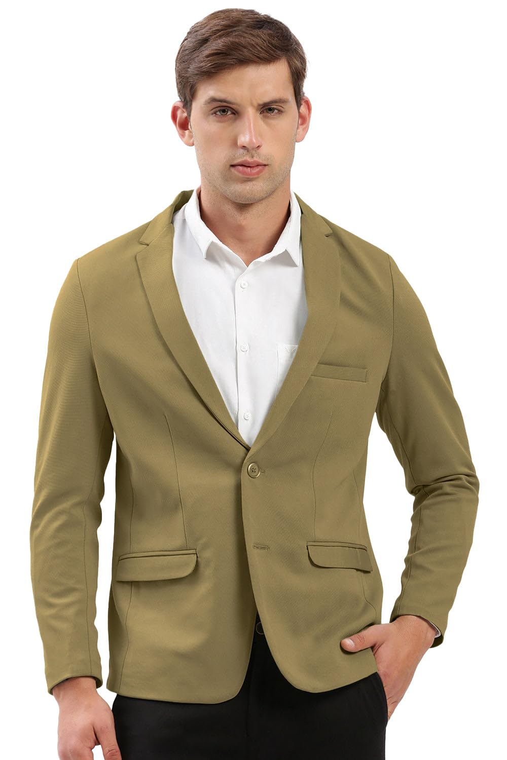 showoffff Men Solid Single Breasted Formal Blazer | Notched Lapel Full Sleeves Cotton Blazer for Mens | Tailo Fit Regular Length Blazer for Men's-picture-29
