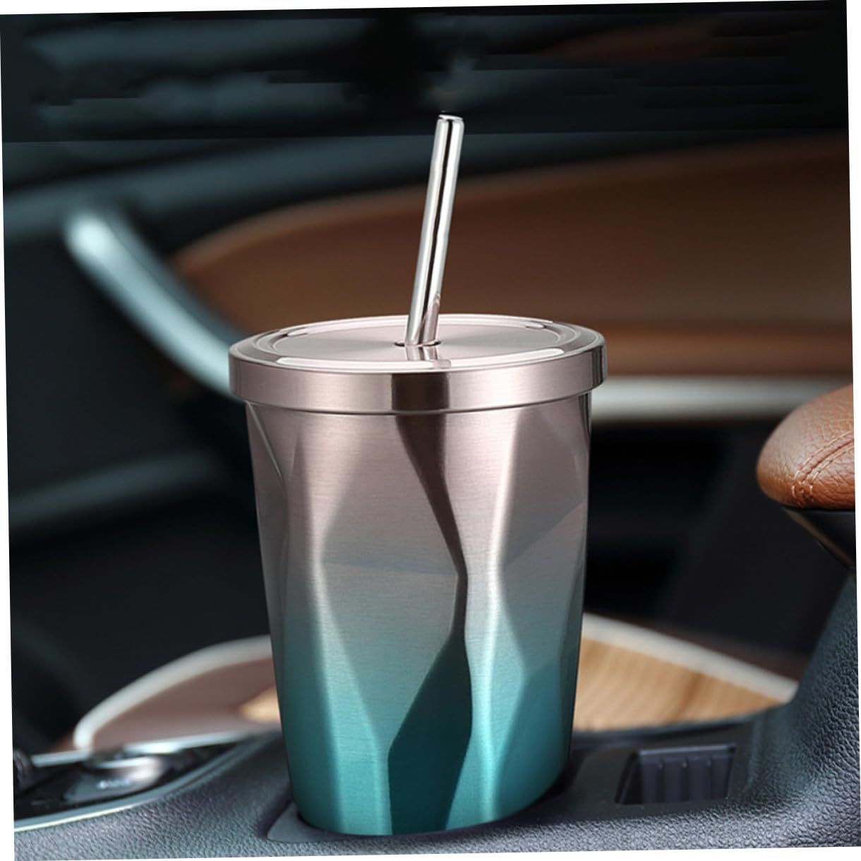 SOLUSTRE Doppelwandige Edelstahl Trinkbecher Spülmaschinenfest mit Strohhalm 2 Stück Bpa Frei für Wasser und Kaffee für Zuhause und Restaurant