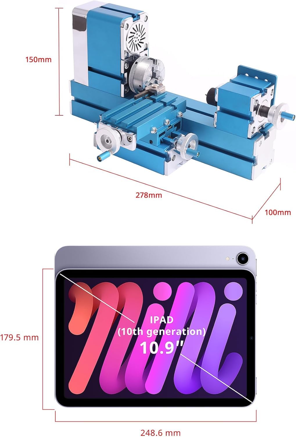 Mini Torno Motorizado De 36 W (Modelo 2024) - Herramienta para Trabajar El Metal Y La Madera, Ideal para Aficionados, Modelismo, Aulas De Tecnología Escolar Y Actividades Científicas.