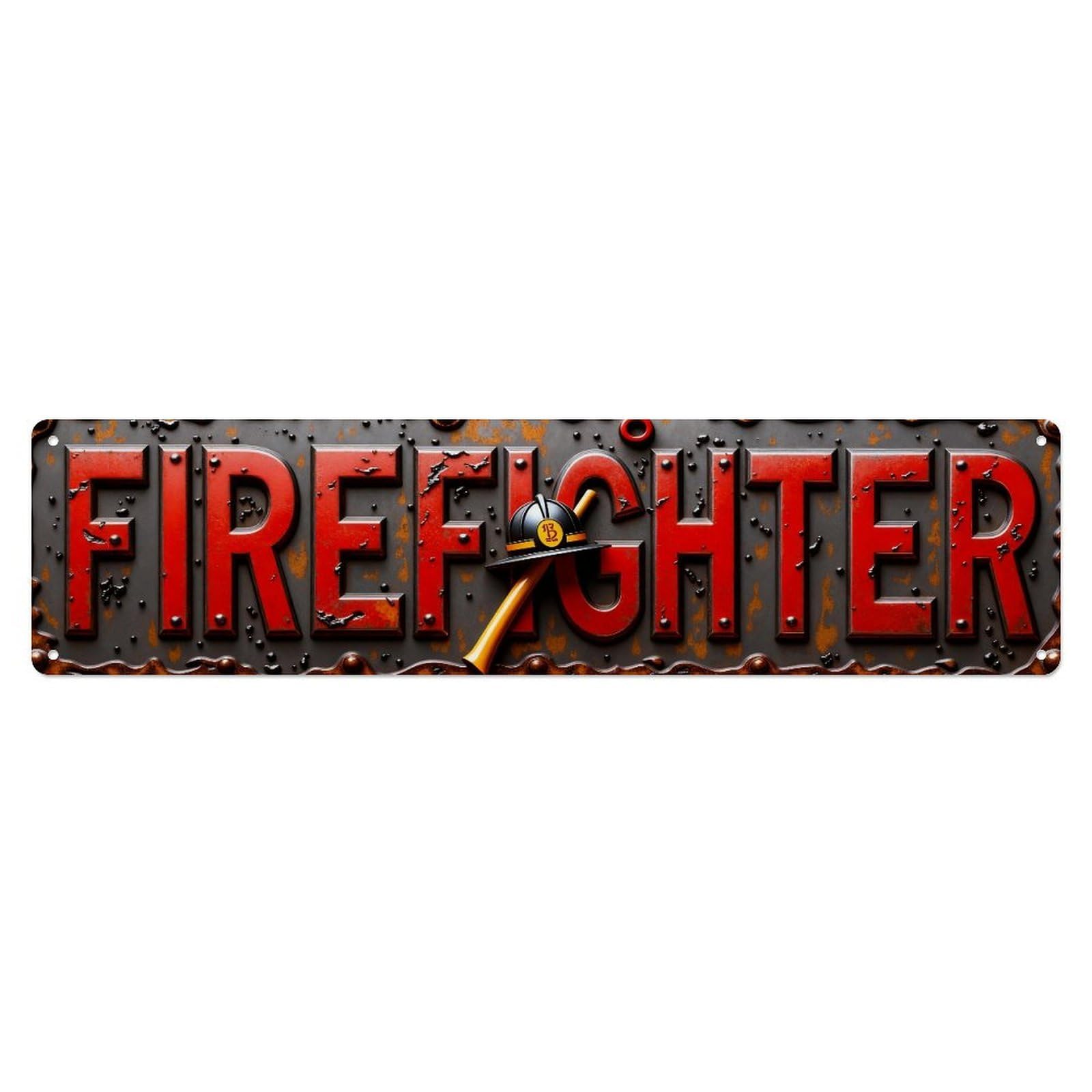 Firefighter Helmet Rust Metal Sign Metal Tin Sign Plaque