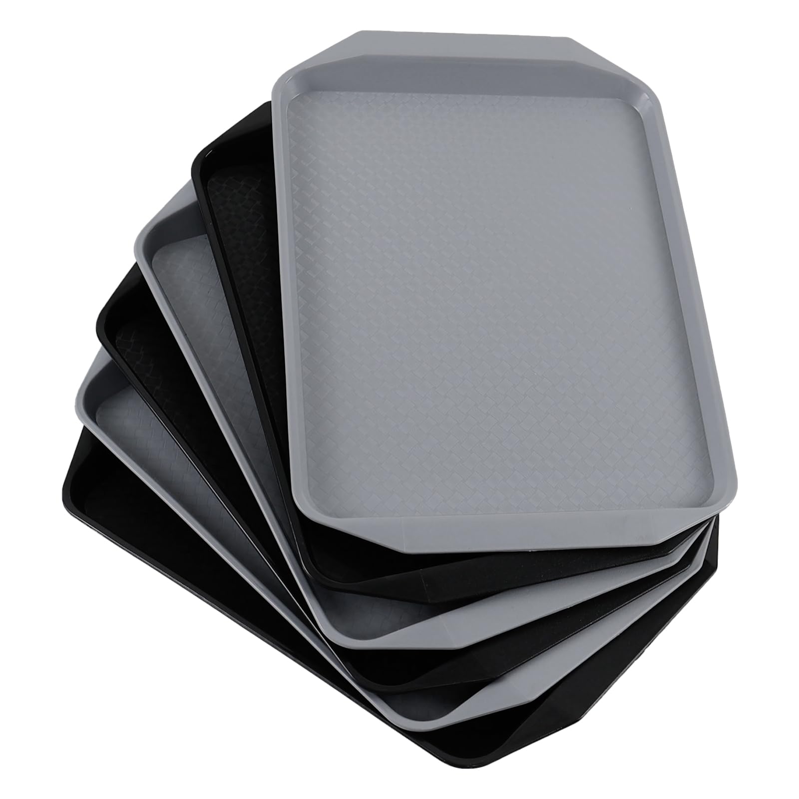 Ikando 6 Packs Plastic Fast Food Serving Trays, Reusable Serving Platters Tray, Rectangle 43 cm x 30 cm