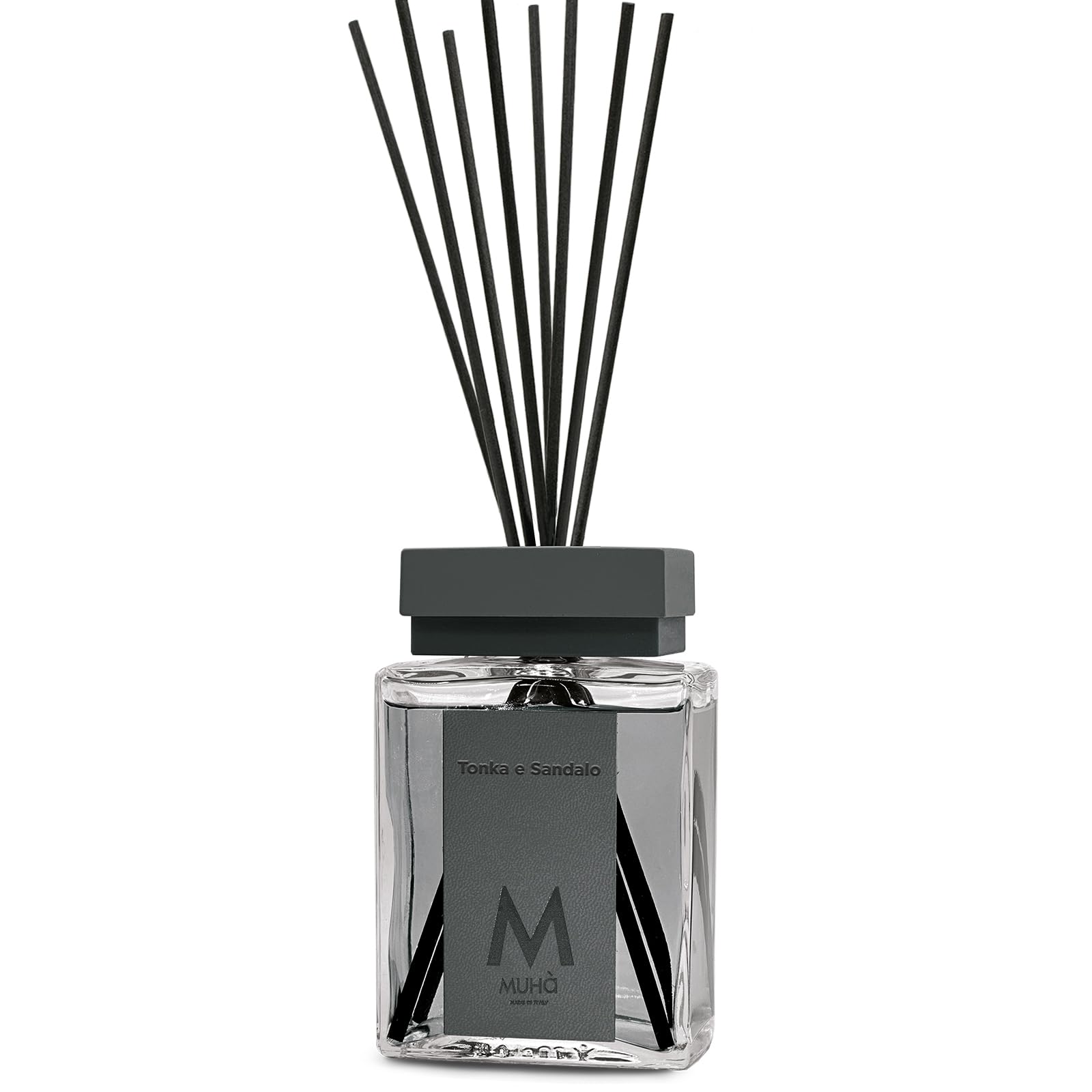 MUHA' Perfume Dyfuzor zapachowy Tonka i drzewo sandałowe, dyfuzor pokojowy z patyczkami, 500 ml