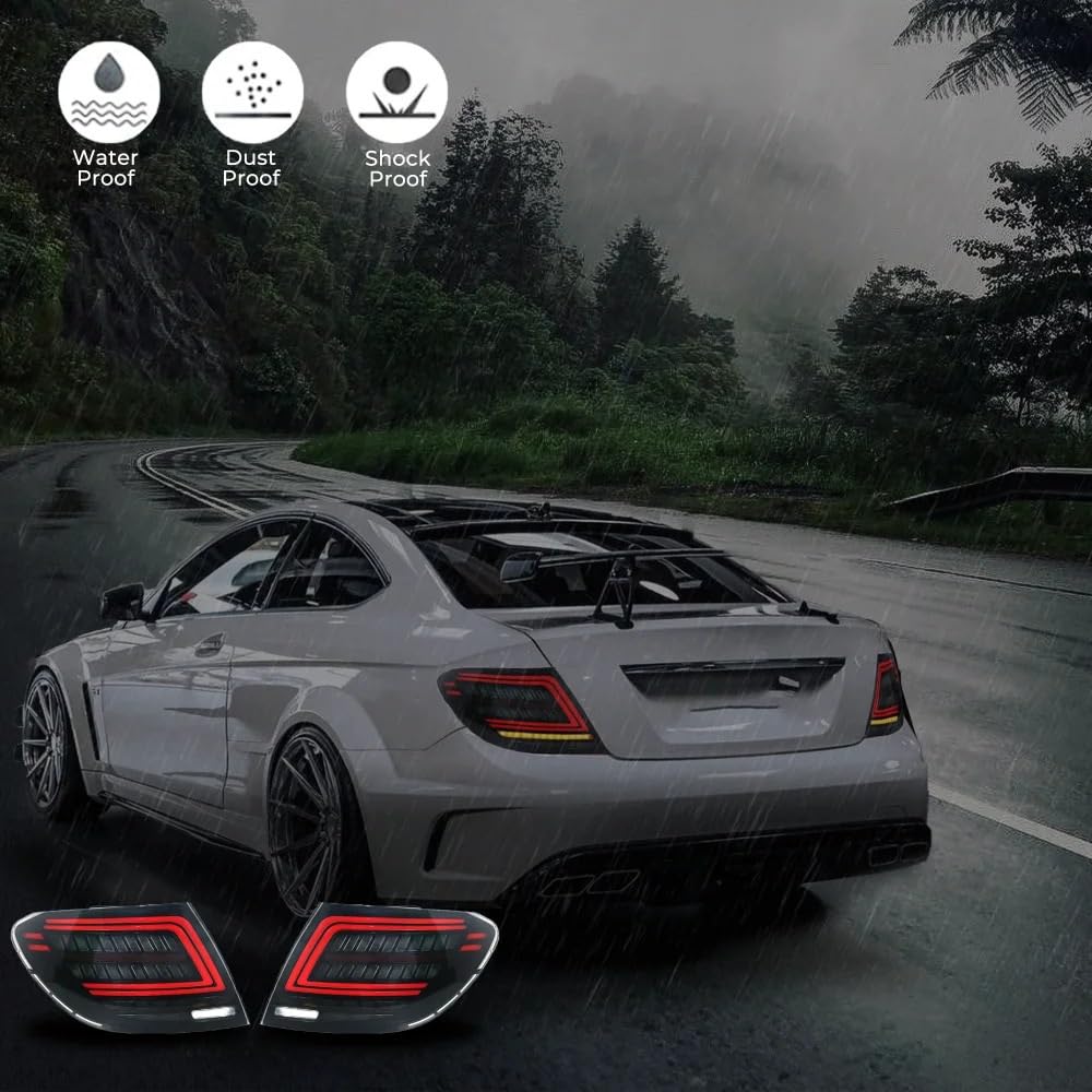 Lampa tylna zespolona Tylne światła LED do samochodu pasujące do Benz W204 2007-2014 Animacja tylne lampy tylne LED montaż świateł(Smoke)