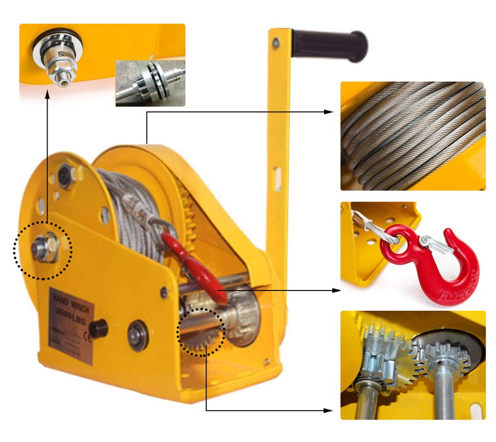 LXYYSG Verricello Manuale, Argano Verricello a Mano con Freno, Professionale Verricelli Manuali con Cavo, Argano a Cricchetto Manuale Barche, Portatile Attrezzature per Trainare e Paranco