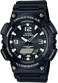 AQS800W Series | Analog Digital Watch | 100M WR | Solar Powered | 1/100 SEC Stop Watch | 6-Language Day of The Week Indicator | Countdown Timer | LED Light | Multi Alarm