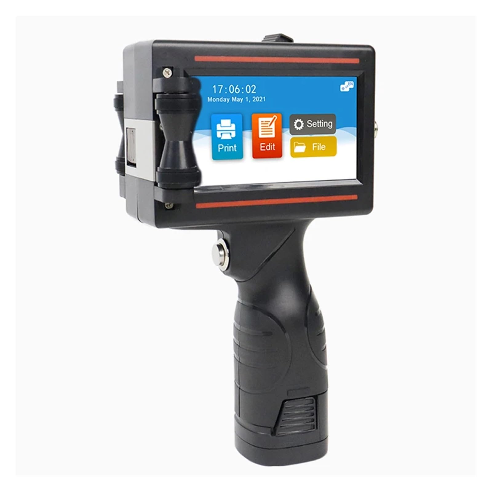 MYUYEE 12.7Mm Handheld Inkjet Printer Portable Production Date Barcode Gun Carton Metal Plastic Logo Marking Printing Machine On Any Surfaces (Black Ink)