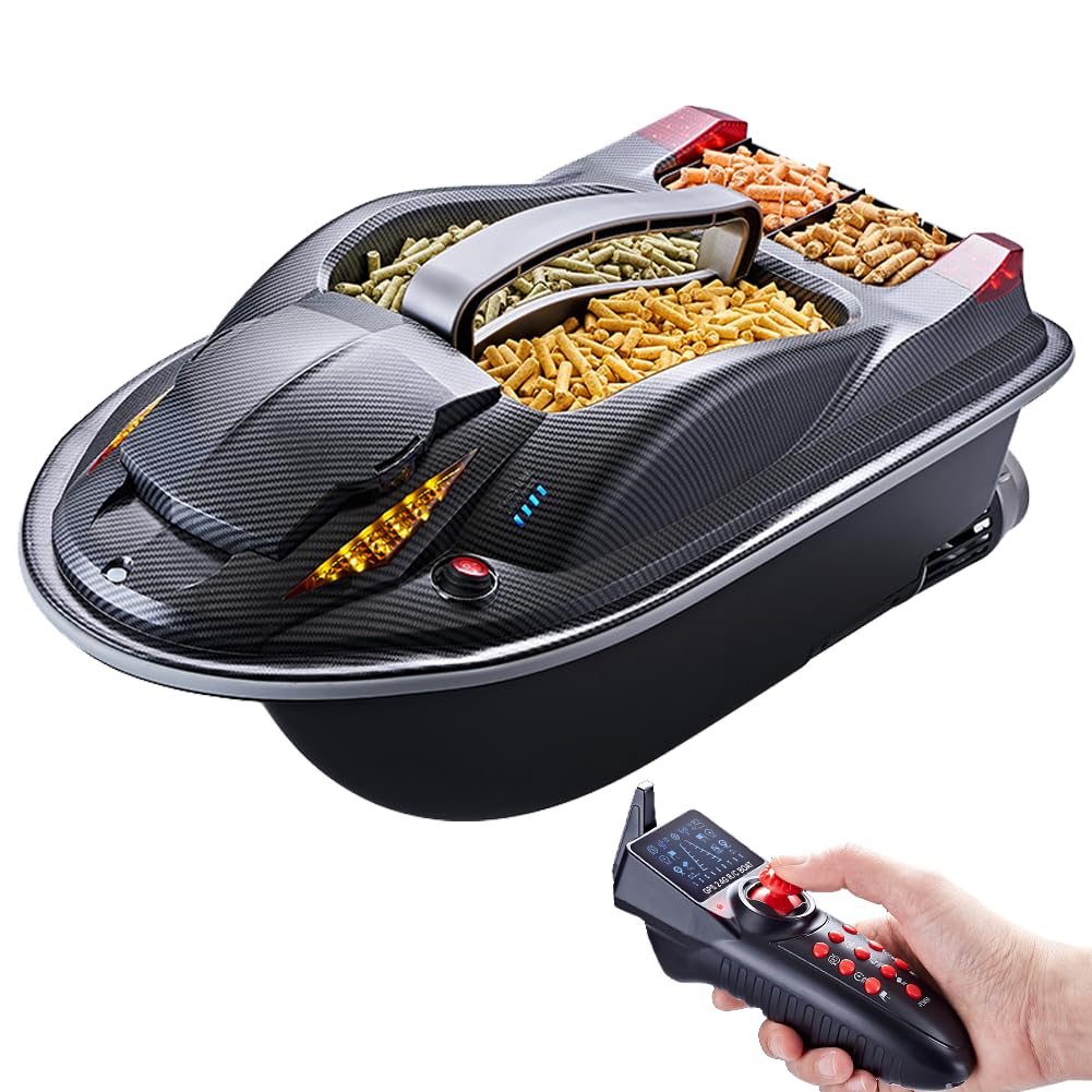 Bait Boat, GPS RC Bait Boat with 500m/546yards Remote Control with Cruise and Auto Return, 7kg/15.4lbs Load Capacity, Dual Motor System for Long-Range Bait Deployment, Ideal for Fishing Enthusiasts