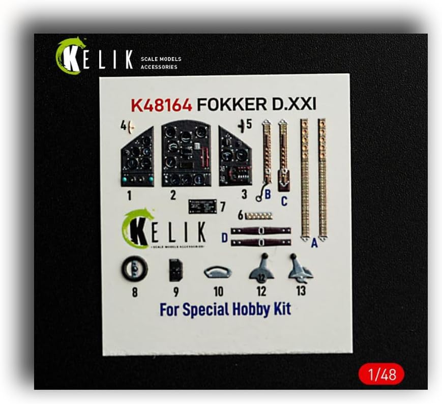 K48164 1/48 Fokker D.XXI - Interior 3D Decals for Special Hobby kit Kelik