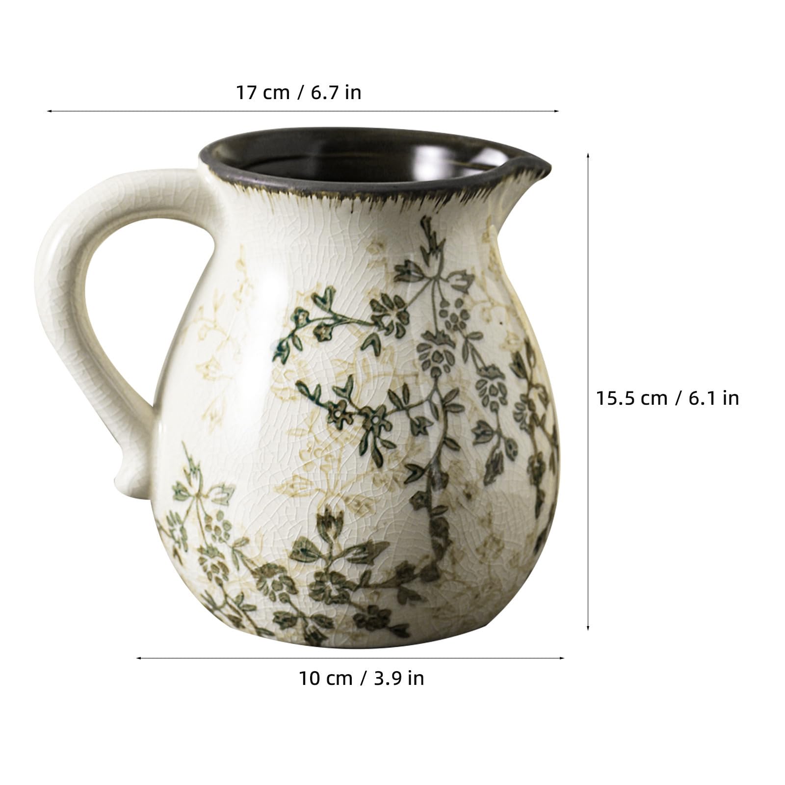 DECHOUS Porte-ustensiles en Céramique Motif Floral Vert, Organisateur pour Cuillères et Spatules, pour Comptoir Cuisine