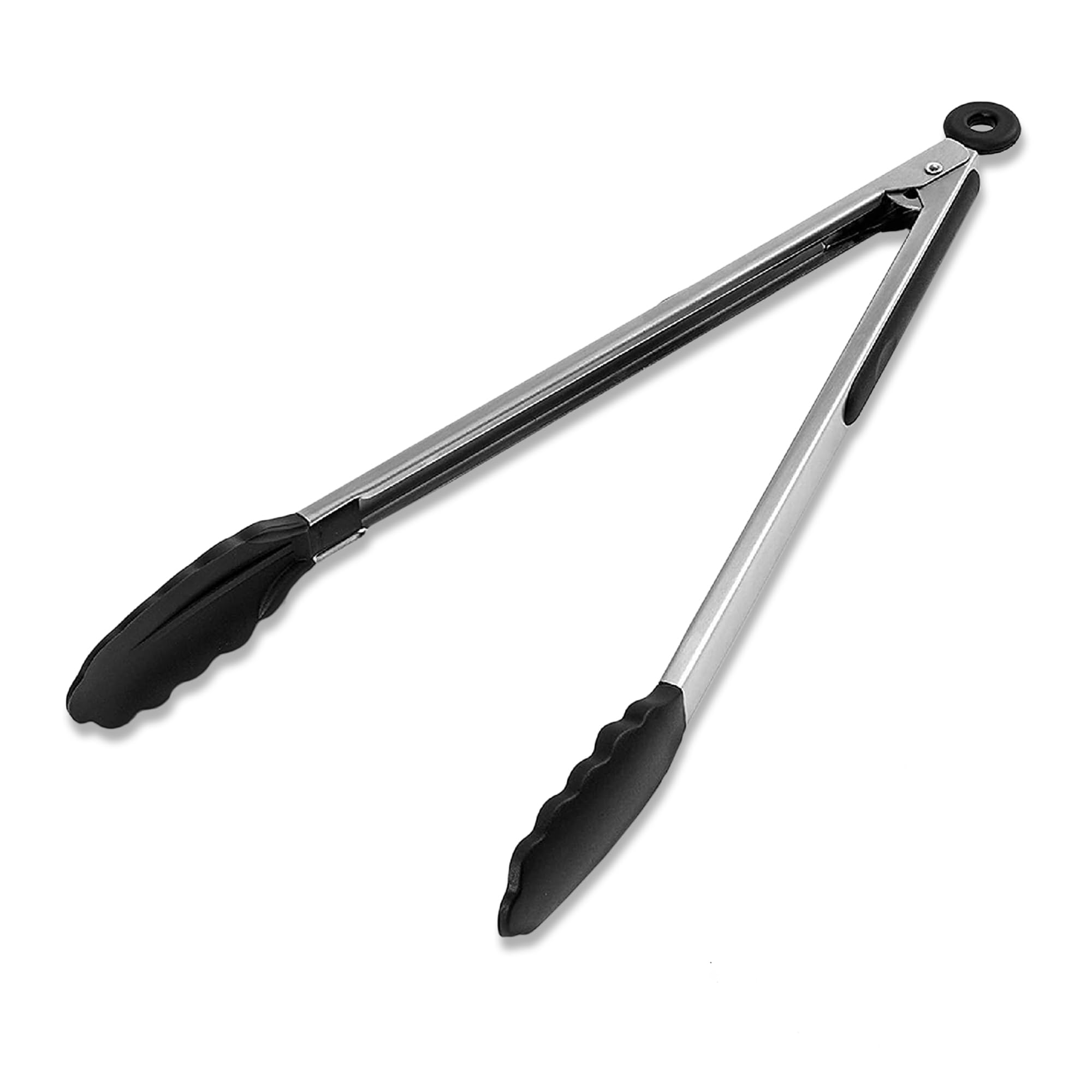 Pinzas largas para parrilla de cocina, acero inoxidable resistente con bloqueo de puntas de silicona antiadherentes resistentes al calor, perfectas para barbacoa, parrilla y herramienta de 8