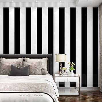 HAKKU Wall Stickers (45 x200 cm) Elegant Look Black & White Lines Self Adhesive Ready to Apply Wallpaper (Black & White)