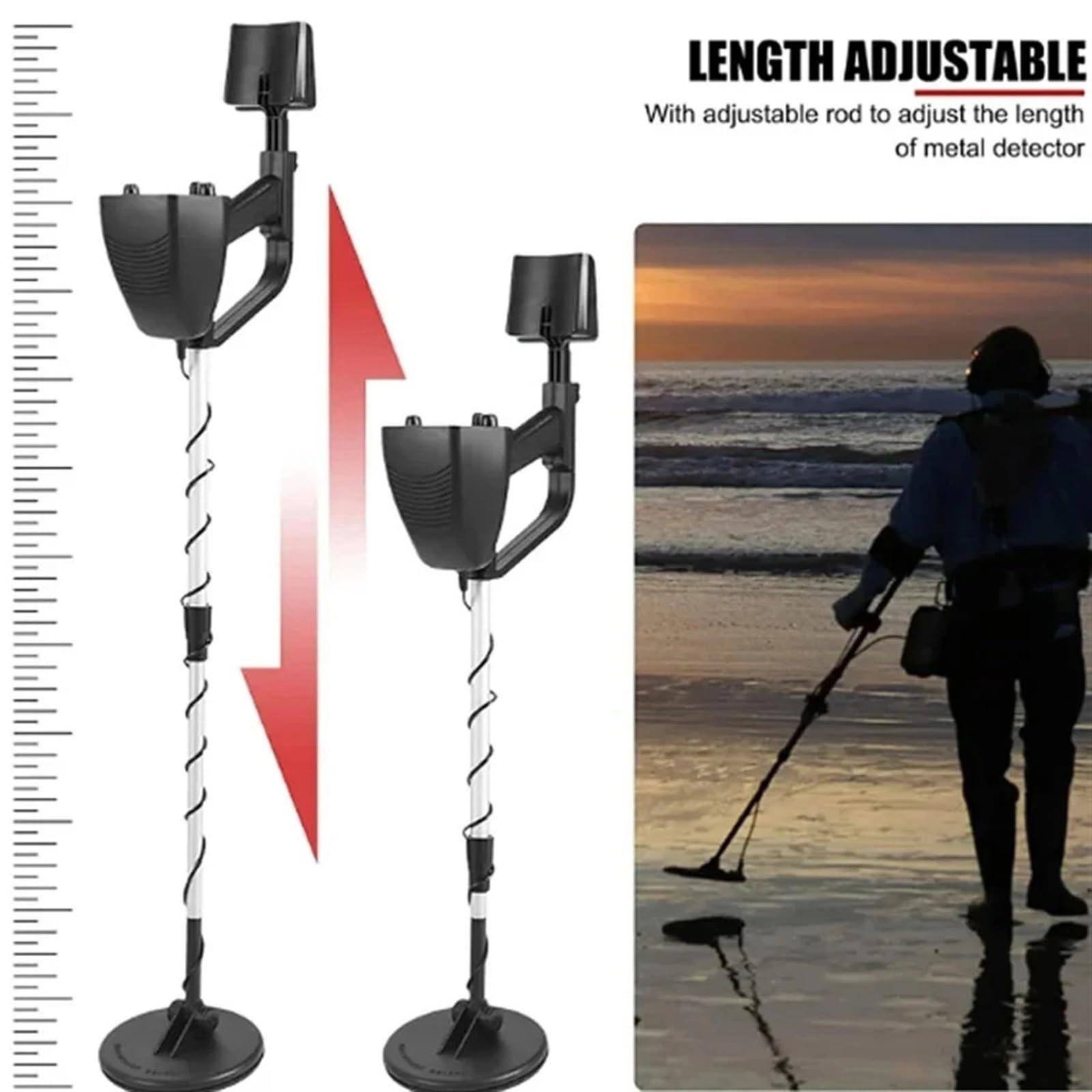 Detector de metales, Detector de metales profesional for exteriores, subterráneo, resistente al agua IP68, detector de tesoros, buscadores de oro, bricolaje