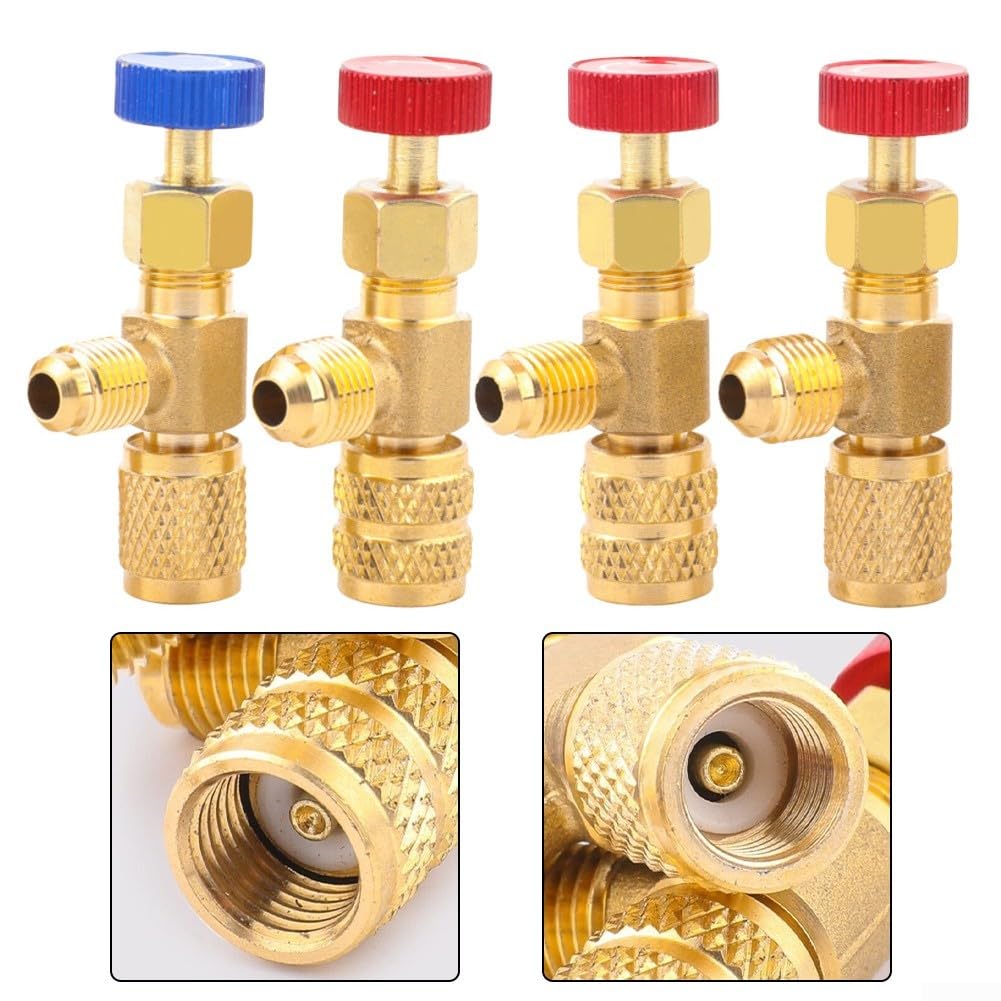 4 valvole di sicurezza per sistemi di climatizzazione compatibili con R22 R32 R410 con connettori rapidi di diverse dimensioni