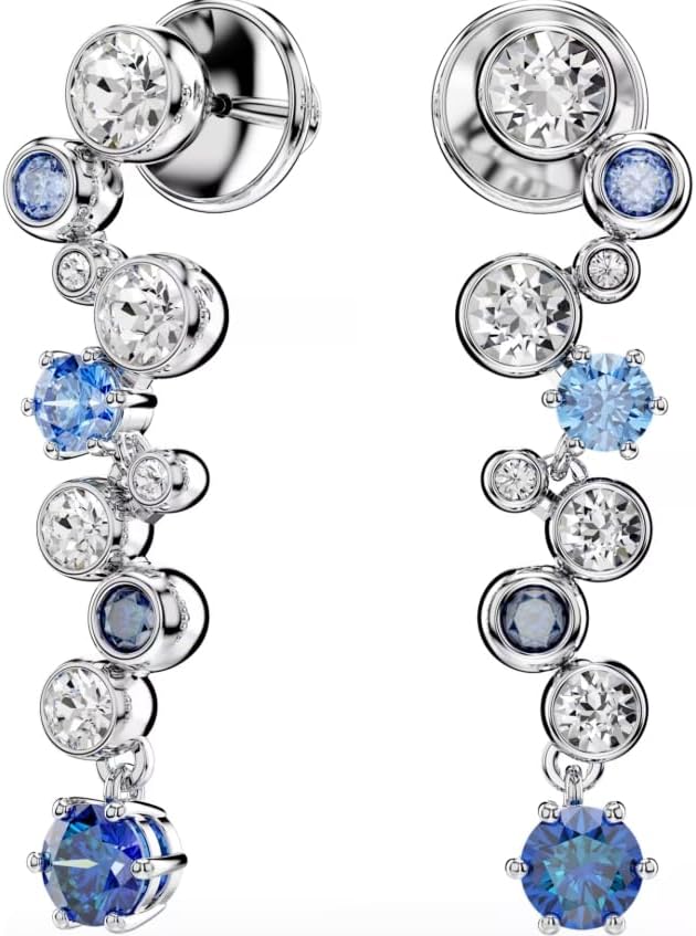 Constella drop earrings Mixed cuts, Blue, Rhodium plated