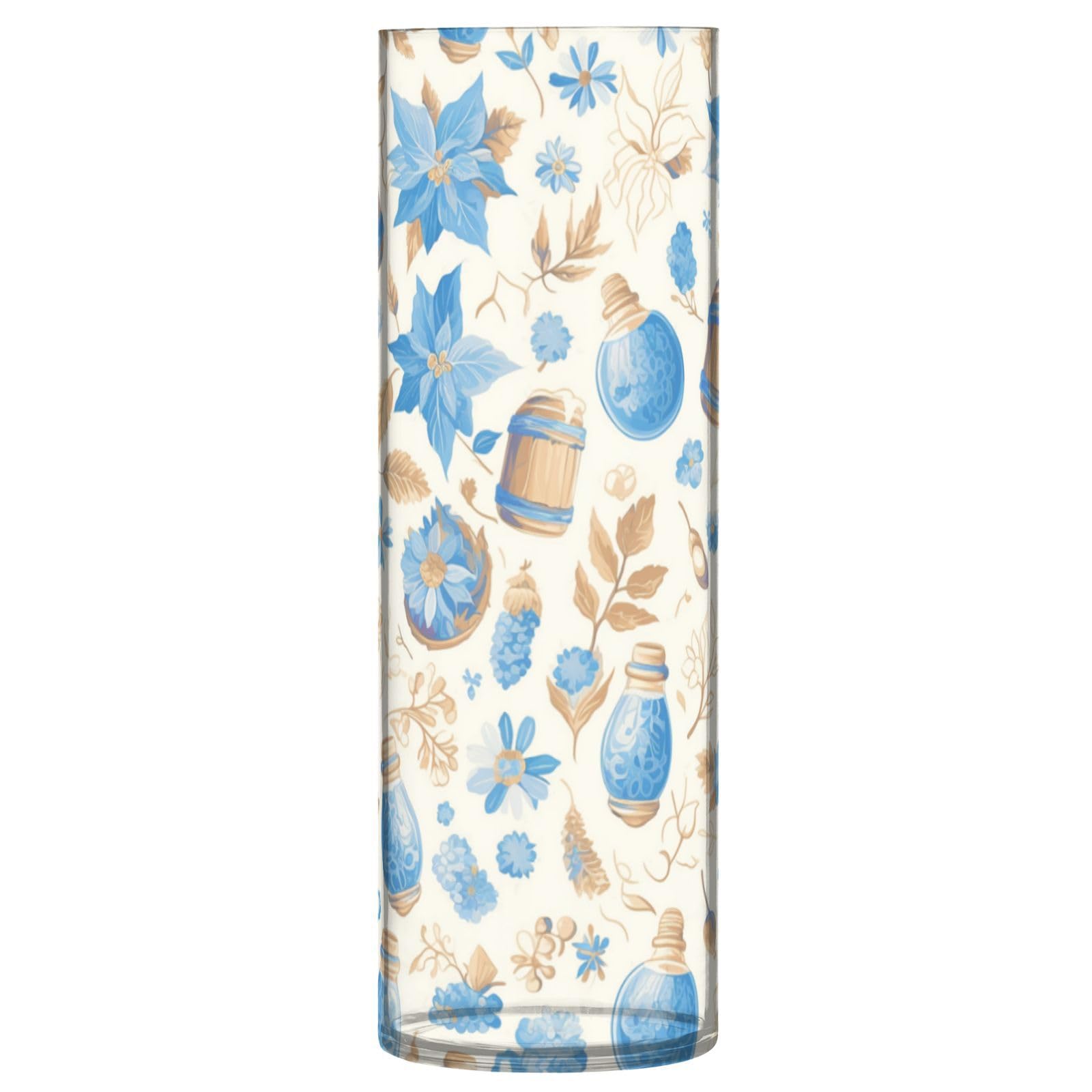Vase en plastique de style dessin animé bavarois bleu et blanc de 30cm