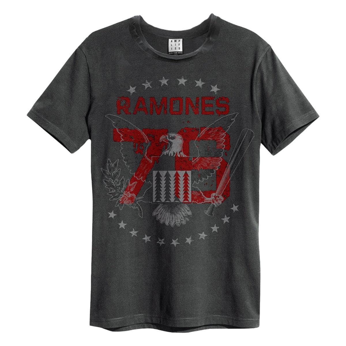 Amplified Men's Charcoal 1976 Ramones T-Shirt Crew Neck Short Sleeve L