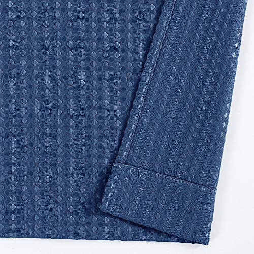 Lazzzy Waffle Textured Valances For Windows Kitchen Curtains Blue Valance For Living Room Bedroom Basement Bathroom Half Short Drapes Rod Pocket 18 Inch Length Navy Blue One Panel #TOP6