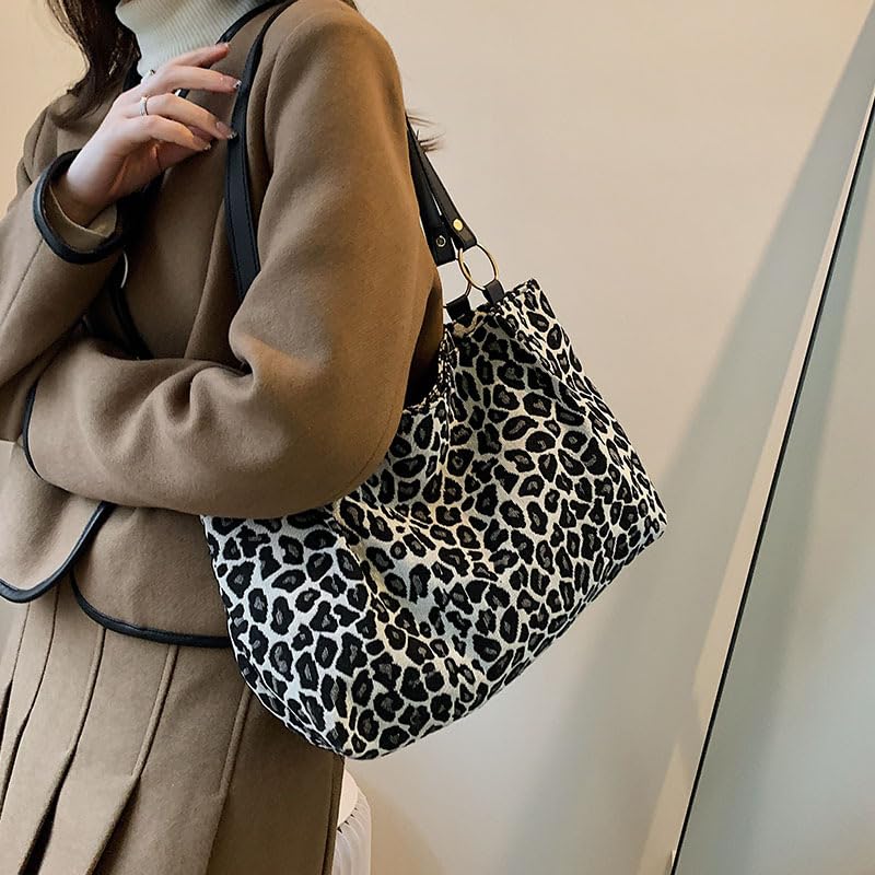 Image of Leopard Tote Bag for Women Cheetah Purse Vintage Hobo Bag Large Capacity Work Tote Bag