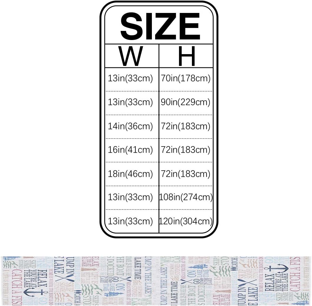 Lake Life Table Runner 18x72inch Linen Burlap Table Runners Non-Slip Heat Resistant Cloth Placemat Home Decor for Wedding Banquet Party - Colorful Word Pine Tree Boat Paddle Lighthouse Fish Pattern image 5