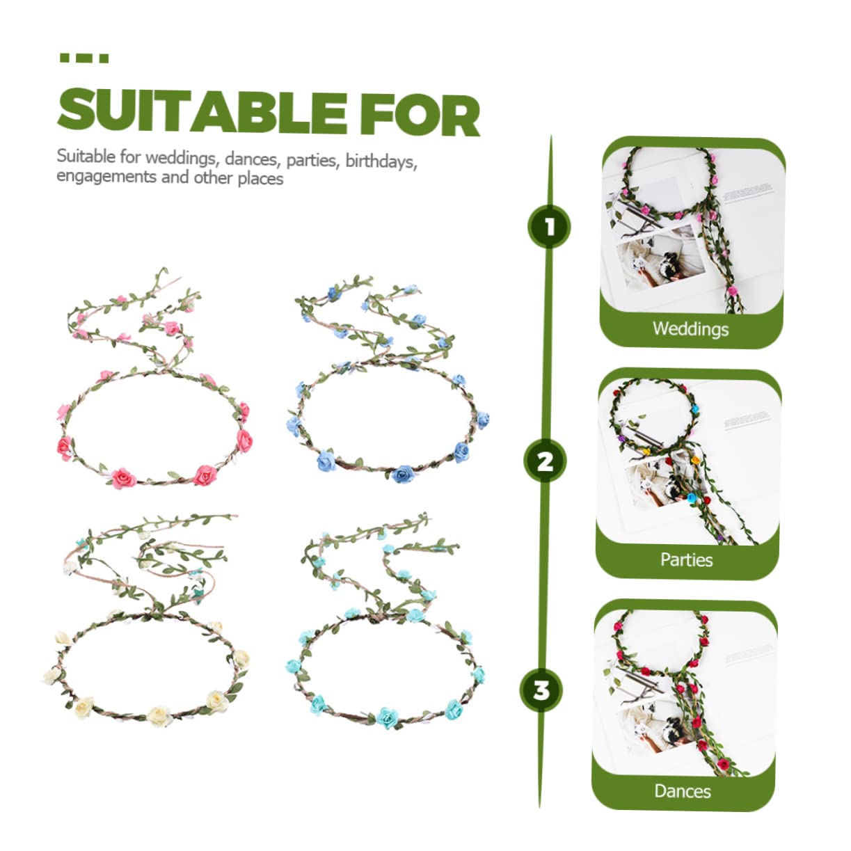 Beavorty 12 Piezas Diadema De Flores Rosas Guirnalda De Flores Flor De Cabeza De Puerta De Flores Artificial para Pared Tocado De Novia Viajar Las Flores Cabeza De Flor Paño