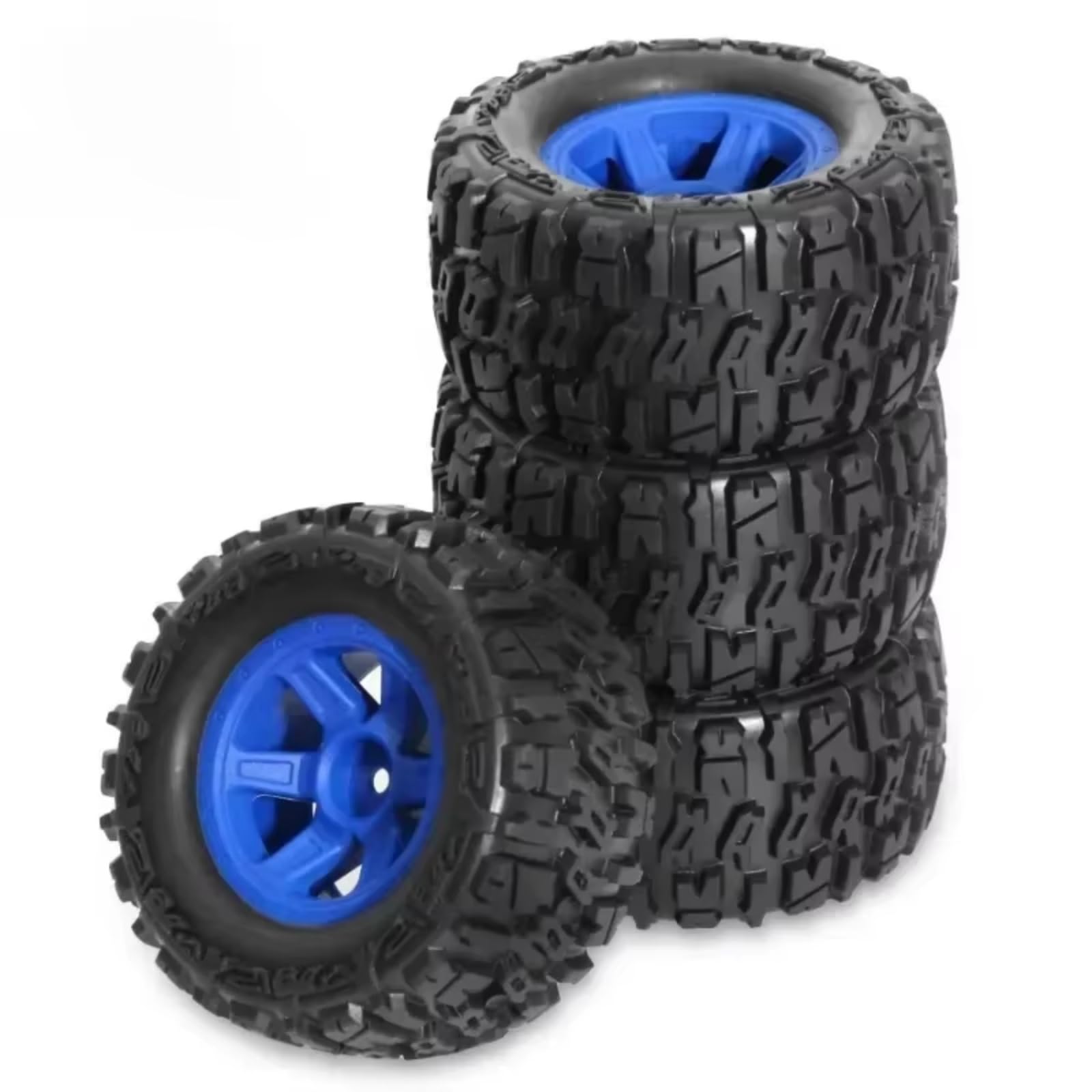 Ruota Pneumatici Monster Per Traxxas Per E-Revo Per MJX 16207 16208 1/16 | Parti auto RC con pneumatici in gomma monster truck 90mm trazione stabile su piste sterrate ghiaiose(Blue)
