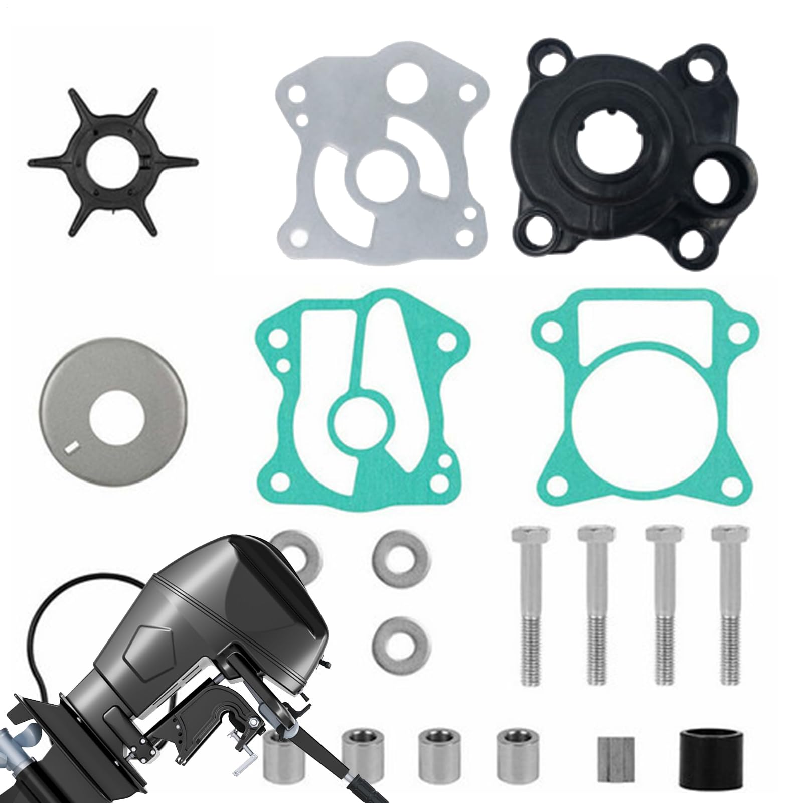 Kit di riparazione per pompa 'acqua, ricambio per motori fuoribordo, sostituisce le parti del motore, pompa 'acqua, set di servizio per motori fuoribordo, sostituisce la ruota della pompa | sostituisce le parti del motore, pompa 'acqua, set di servizio pe