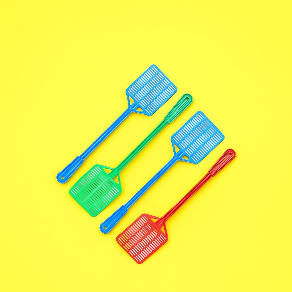 Turtulsgroup Plastic Fly swatter for Cockroach and All incent Killer's (Multicolor) Pack of-4