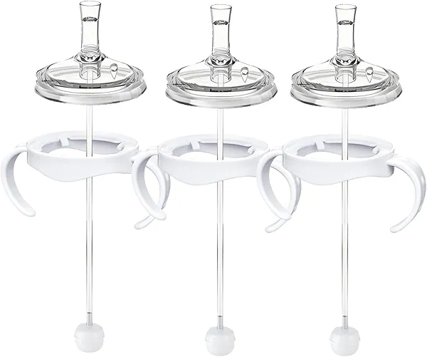 Sippy Cup Conversion Kit for Philips Avent Natural Baby Bottles, Soft Straw top and Weighted Sippy Cup Transition Kit with Handles for Kids, Pack of 3