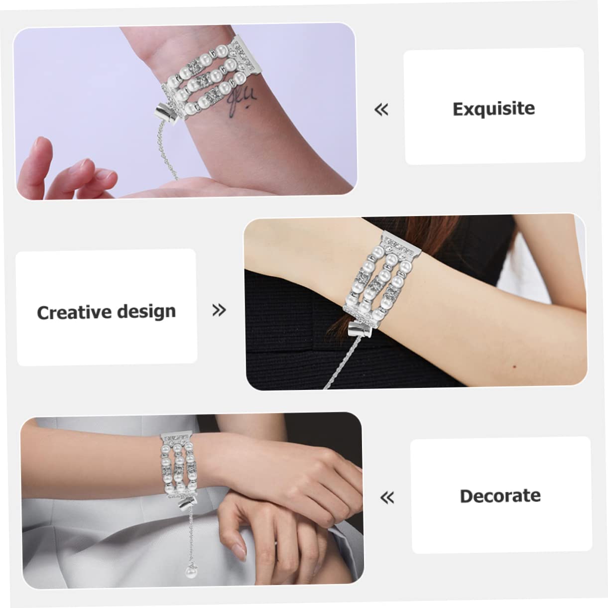 Hemobllo 4 Pièces Bracelet En Métal Décor En Métal Garniture Montre Bande Montre 4 Classique Délicate Bande Délicat Bracelet Accessoires Bijoux e Bijoux