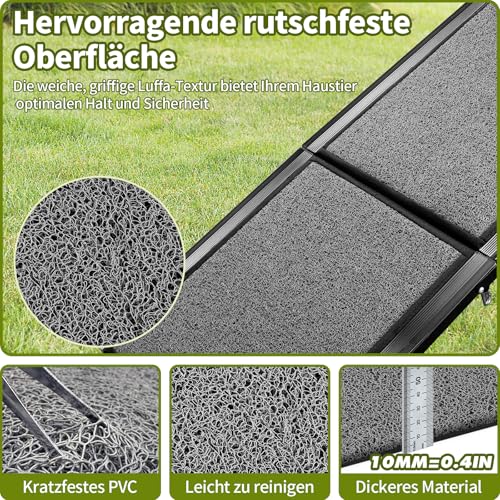 Gimars 180 cm Extra Lange Hunderampe, Tragbare & Faltbare Rampe für Hunde, rutschfeste Hunderampen für Autos, LKWs und SUVs, Hunderampe Auto Klappbar für große und mittelgroße Hunde bis zu 110 kg