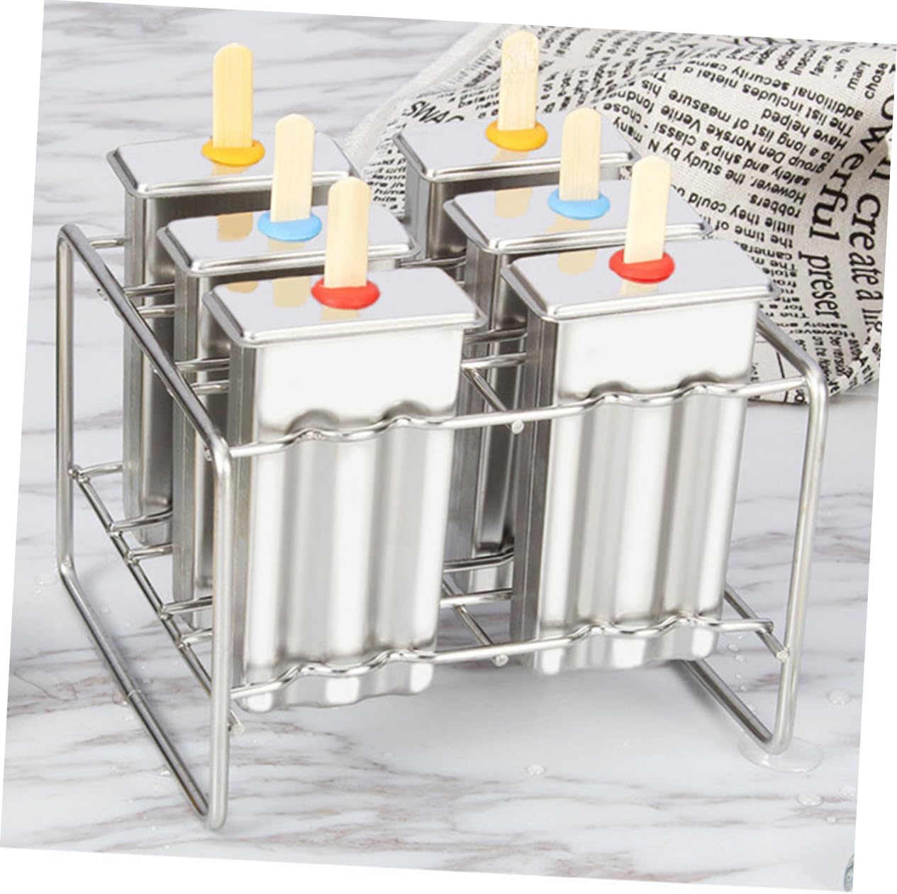 6pcs Stainless Steel Makers with Flat Double Groove Food-grade Ice Cream Molds for Desserts for and Family Gatherings