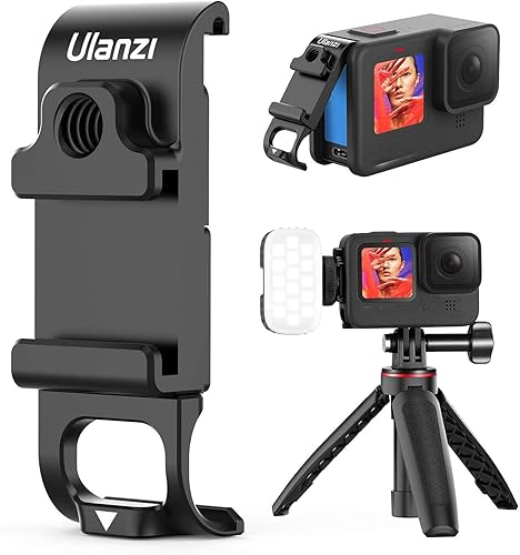 ULANZI Cubierta de batería G9-6 para GoPro Hero 12 11 10 9 Puerta de repuesto de aleación de aluminio negra con zapatos fríos y tornillo de 14 de