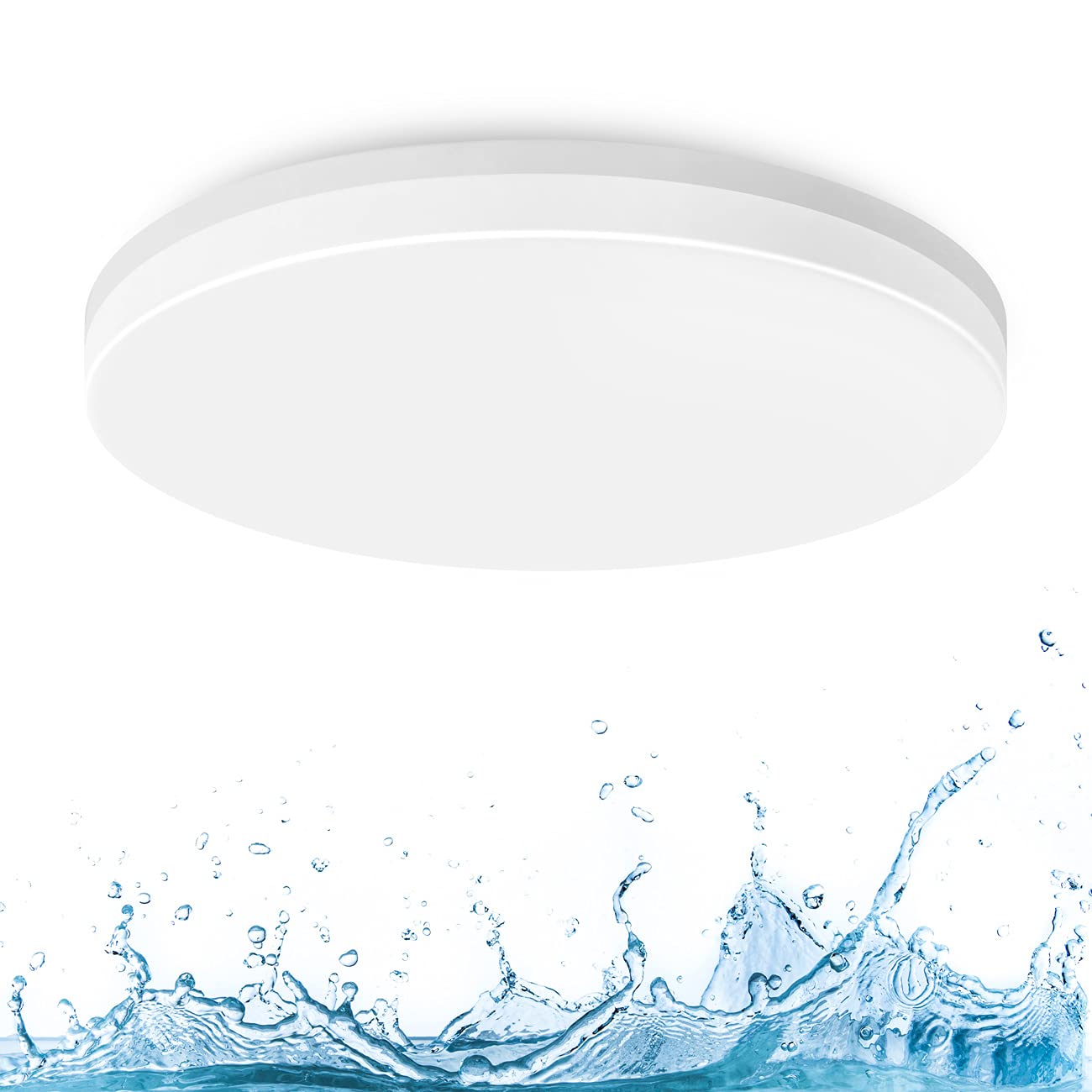 LVWIT 24W Plafonnier LED Rond, Lampe de plafond Imperméable IP65, Parfait pour salle de bain, cuisine, chambre, 2400 Lm, Ultra mince,