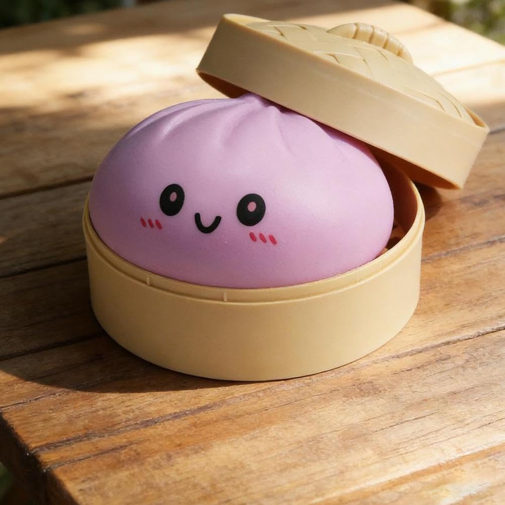 Dumpling Squishies,Glitter Dumpling Squishies, 2026 New Dumplings Mystery Steamer Box - 10 Colors Random Mystery Gift Box, Squeeze Dough Ball Stress Relief Hand Toys with Food Steamer — view 7