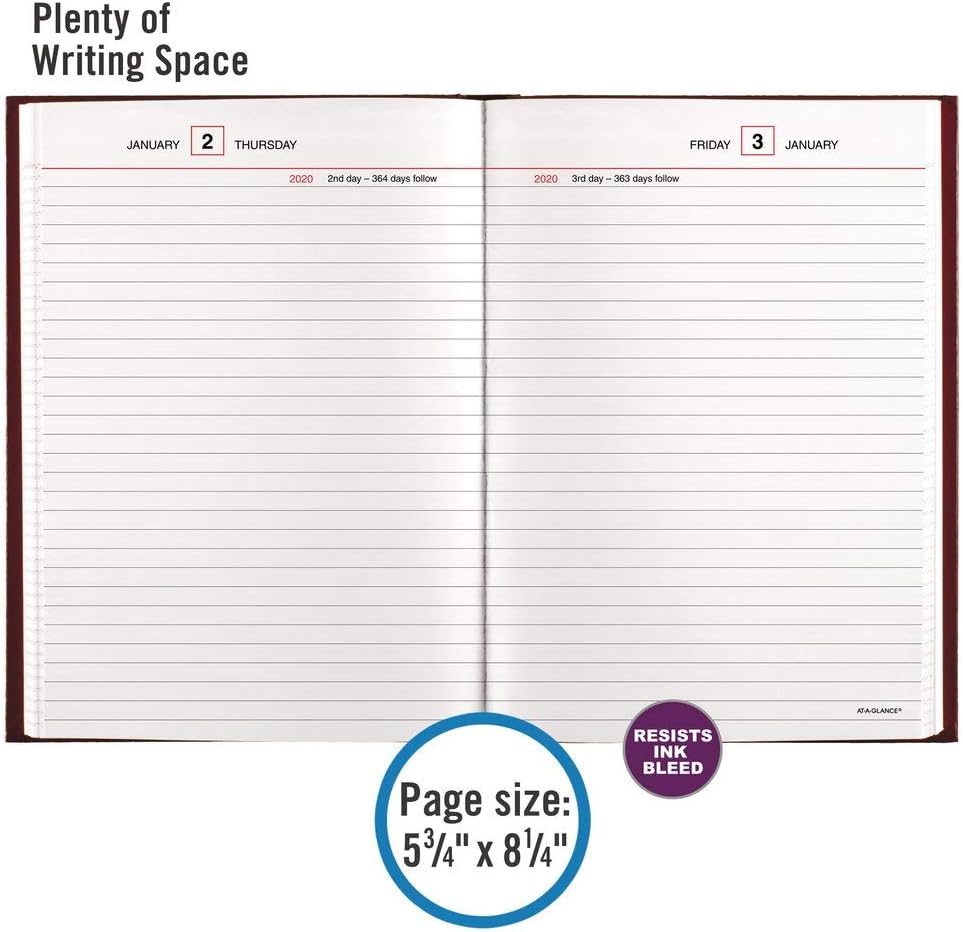 AT-A-GLANCE 2020 Standard Diary, 5-3/4" x 8-1/4", Medium, Red (SD3891320)