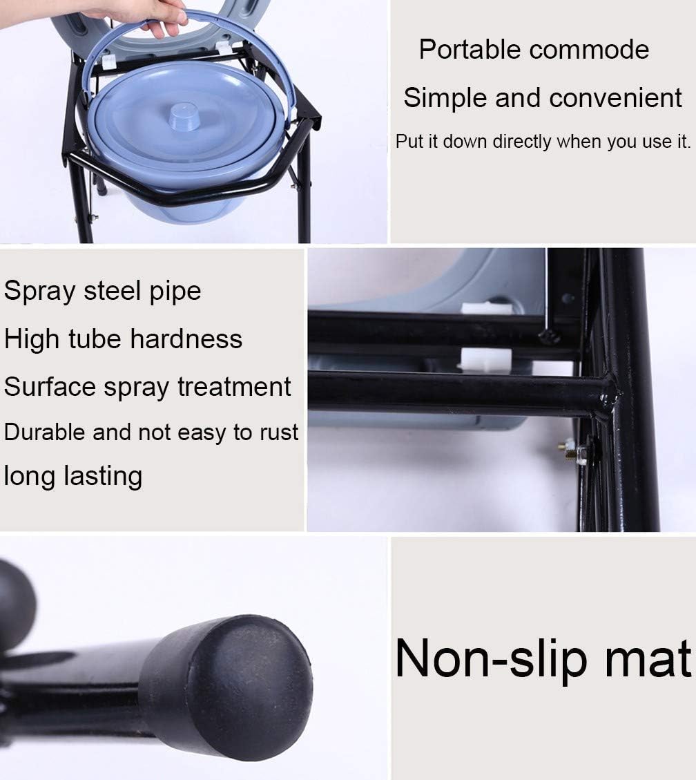 Shower Stool Adjustable Commode Chair Folding Portable Toilet Seat/Commode with A Splash/Cover Suitable Compatible with Adults/People with Disabilities/Seniors